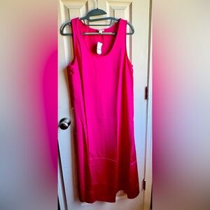 New J. Crew fuschia satin slip dress